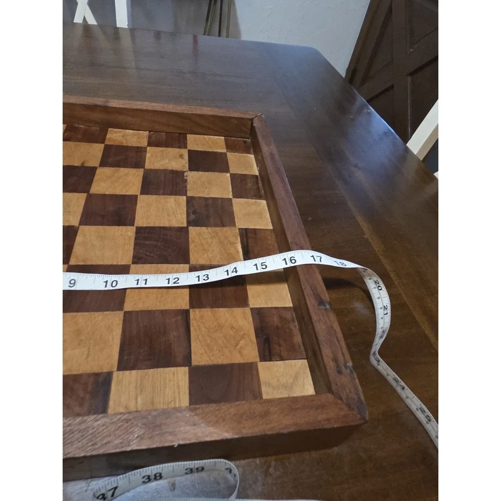 Vintage Rustic Handmade Wood Chess Tray